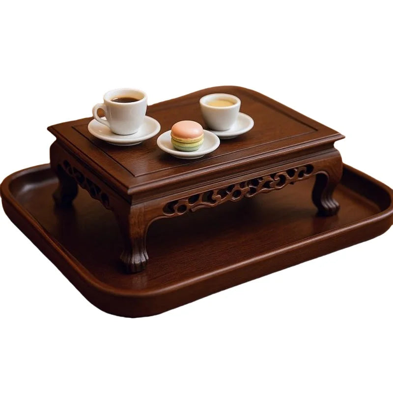 Natural Solid Wood Base for Figurines Statues Stone Bonsai Crafts Wooden Pedestal Display Stand Teapot Tea Pet Plate Vase Base