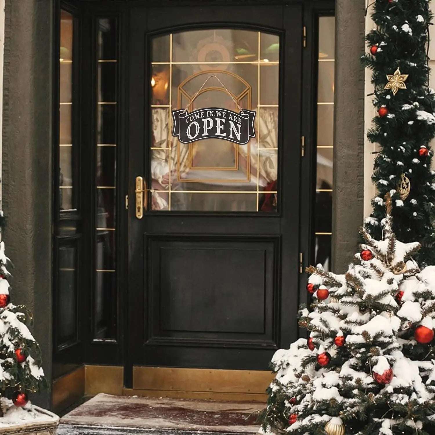 Wooden One Sided Store Open and Closed Signs for Business Hanging Sign Decorative Welcome Boards