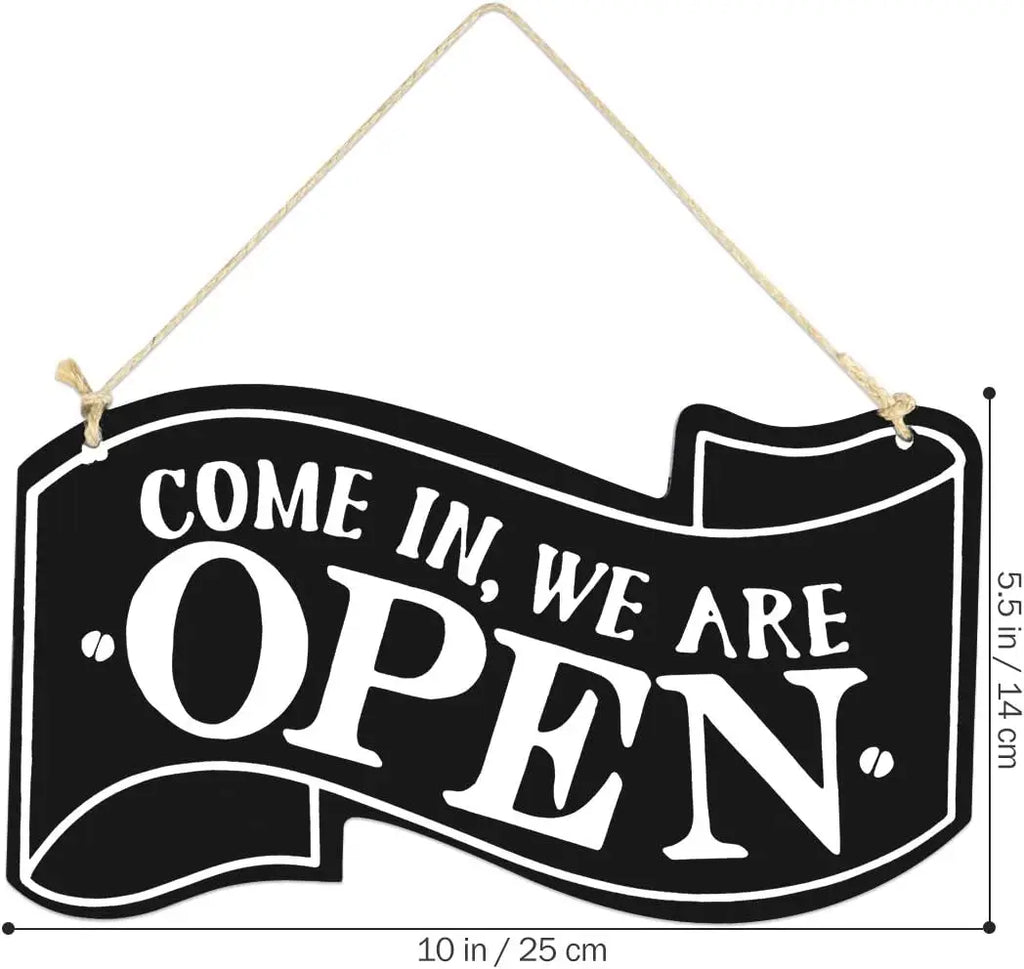 Wooden One Sided Store Open and Closed Signs for Business Hanging Sign Decorative Welcome Boards