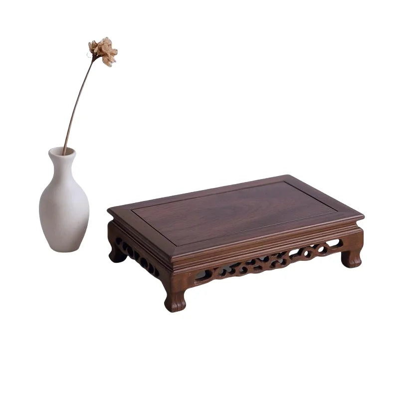 Natural Solid Wood Base for Figurines Statues Stone Bonsai Crafts Wooden Pedestal Display Stand Teapot Tea Pet Plate Vase Base