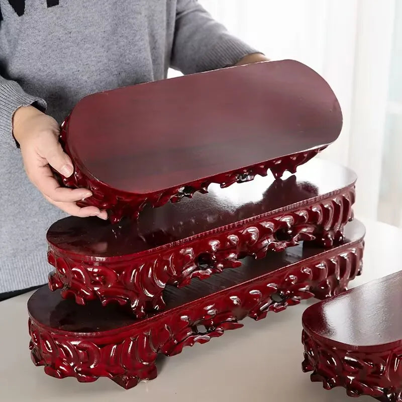 Wooden Display Stand for Crafts, Durable Base for Stone/Figurine/Vase Multi-size Decorative Pedestal for Home Decor