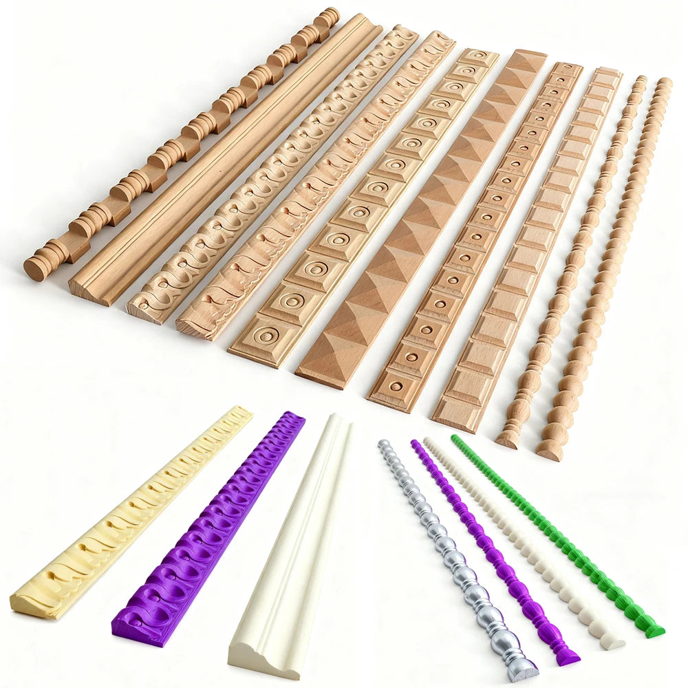 Wood Figurines Wood Applique Wood Decal Onlay Wood Carving Lines Carved Exquisite Natural Long Wooden Furniture Decor Lines Stra
