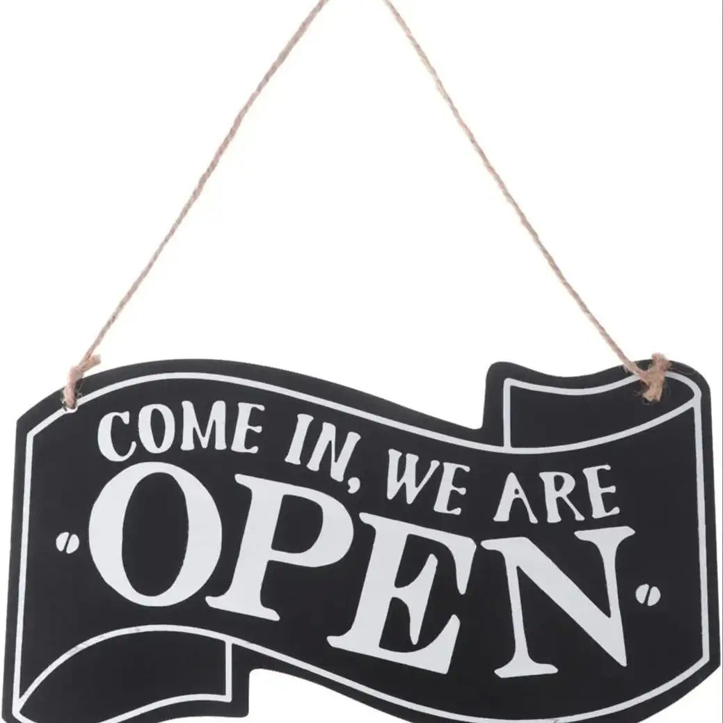 Wooden One Sided Store Open and Closed Signs for Business Hanging Sign Decorative Welcome Boards